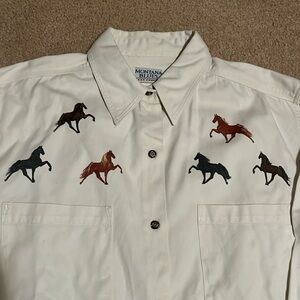 Tennessee Walking Horse Hand Painted Women’s Blouse - Size Large - Tan